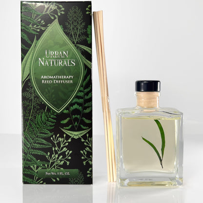 Urban Naturals Eucalyptus Sage Reed Diffuser Oil Gift Set – Eucalyptus, Sage, Mint, Lime & Cedarwood Essential Oils– Relaxing Scent – Sleek Rectangular Refillable Glass Bottle – Made in the USA