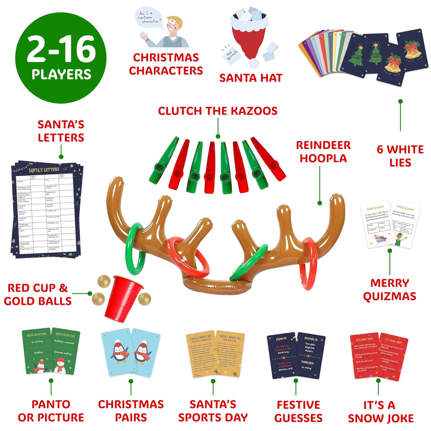 Gutter Games 12 Games of Christmas - Family Game Night Pack for Kids and Teens - Hilarious Christmas Party Games for Adults and Family Party - Complete Entertainment Package - Multicolor
