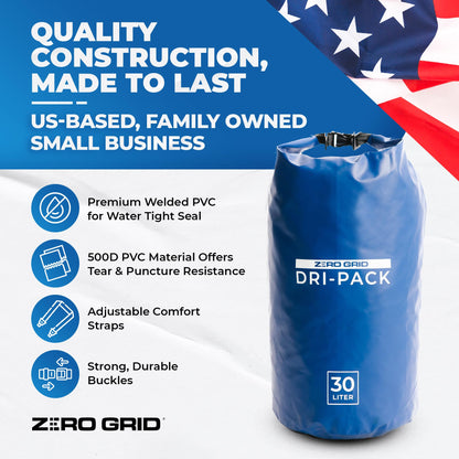 Zero Grid Dry Bag Perfect for Hiking, Camping, Canoeing Multi Sizes Waterproof Keep Goods Dry (10 Liter)