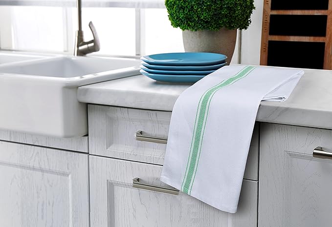 Utopia Towels Green Dish Towels 100% Ring Spun Cotton Highly Absorbent &