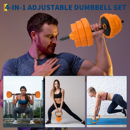 Garvee 4-In-1 Adjustable Dumbbell Set (44/66/88LB) - Convertible to Barbell, Kettlebell & Push Up Stands, Home Gym Equipment for Men & Women, Space Saving Weights with PVC Coating,66 LBS