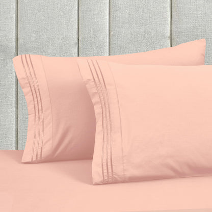 Mocassi Full Size 4-Piece Bed Sheet Set - 1800 Premium Hotel Quality Microfiber 18-24 Inches Extra Deep Pocket Fitted Sheet- Luxury Soft, Breathable, Wrinkle, and Fade Resistant, Blush Pink