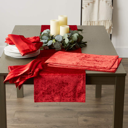 DII Velvet Collection Tabletop, Table Runner, 14x72, Red