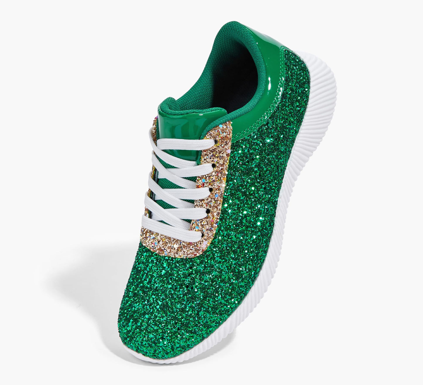 BELOS Women's Glitter Shoes Sparkly Lightweight Metallic Sequins Tennis Shoes(Green,10)