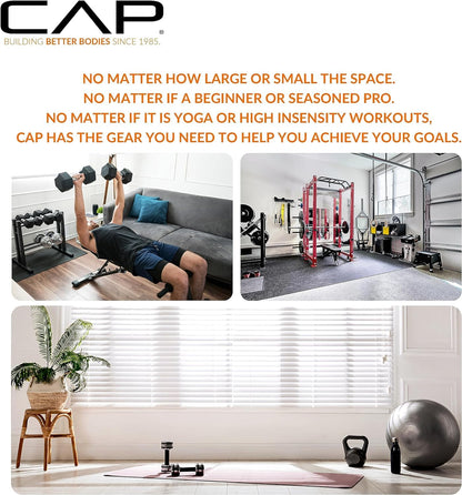 CAP Barbell Rubber Coated Dumbbell Weight Set with Vertical Rack | 100 lb, 150 lb, and 210 lb Options