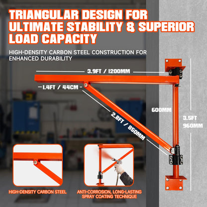 Wall Mount Jib Crane Hoist Bracket, 660lb Load Capacity Heavy Duty Electric Hoist Support Bracket, 180-Degree Rotatable Electric Scaffolding Lift, Ideal Jib Crane Bracket for Efficient Lifting