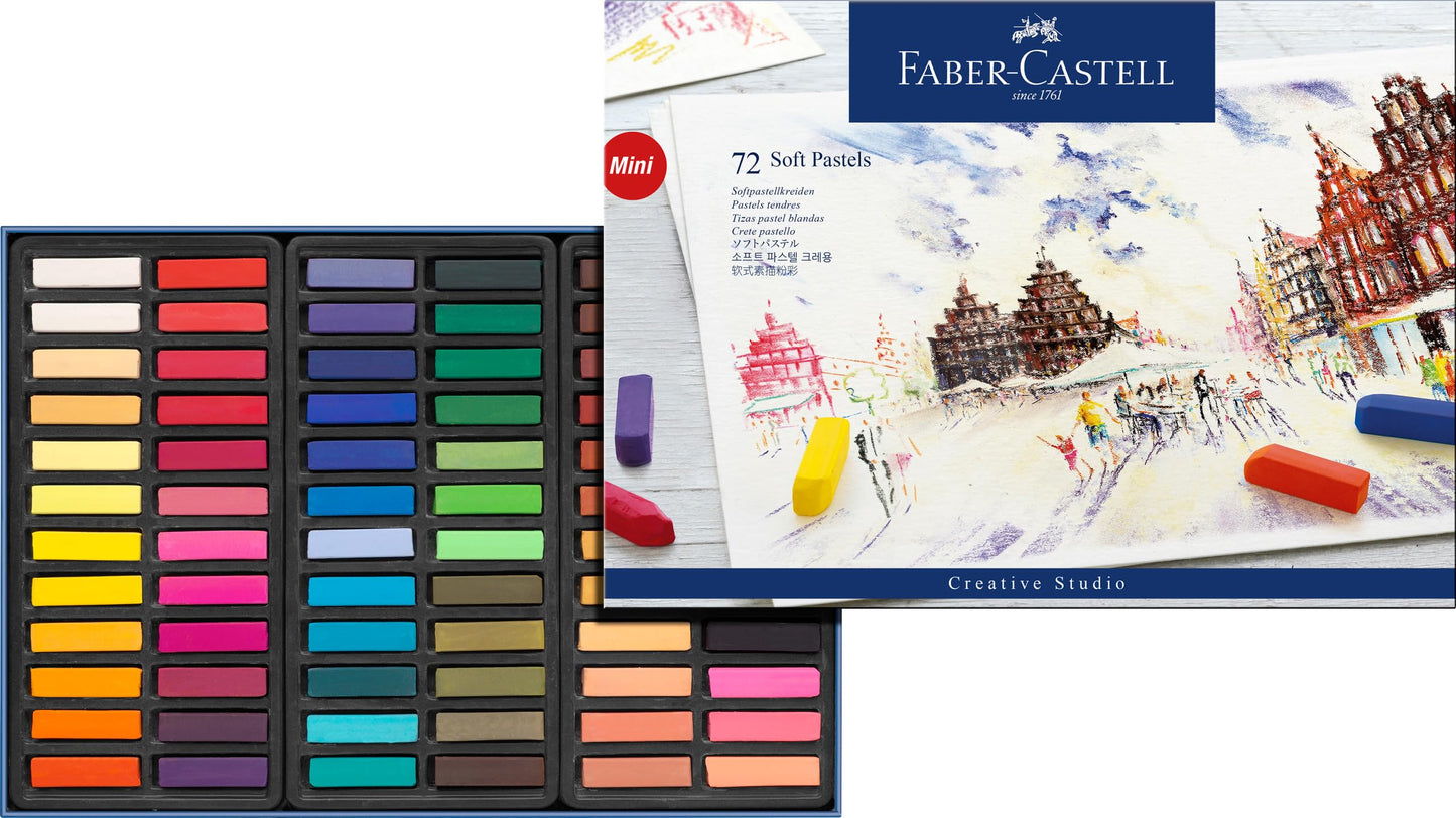 Faber-Castell Creative Studio Soft Pastels Mini, Multicoloured, Cardboard Wallet Of 72, For Art, Craft, Drawing, Sketching, Home, School, University, Colouring
