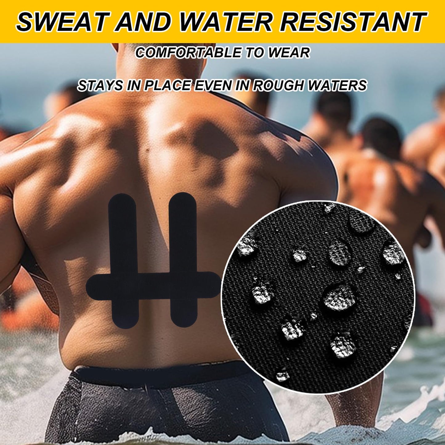 12pcs Kinesiology Tape for Lower Back, Breathable & Waterproof Lower Back Sports Tape Precut Strips Cotton Elastic Athletic Sticker for Muscle Support (Black)