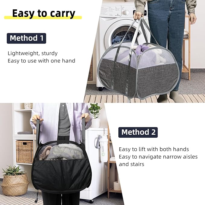 Collapsible Laundry Basket, 90L Foldable Pop-up Laundry Hamper
