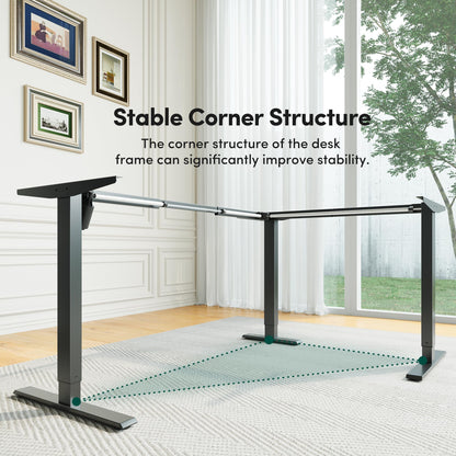 CubiCubi 63x48 Inches L Shaped Standing Desk with 3 Drawers and Monitor Shelf, Height Adjustable Corner Computer Desk with Hooks, Sit Stand Up Ergonomic Home Office Workstation Table, Modern Black