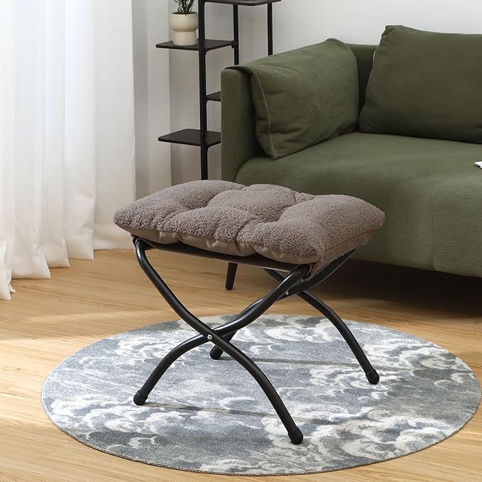 15" Folding Ottoman, Foldable Footrest Stool, Portable Small Foot Stool