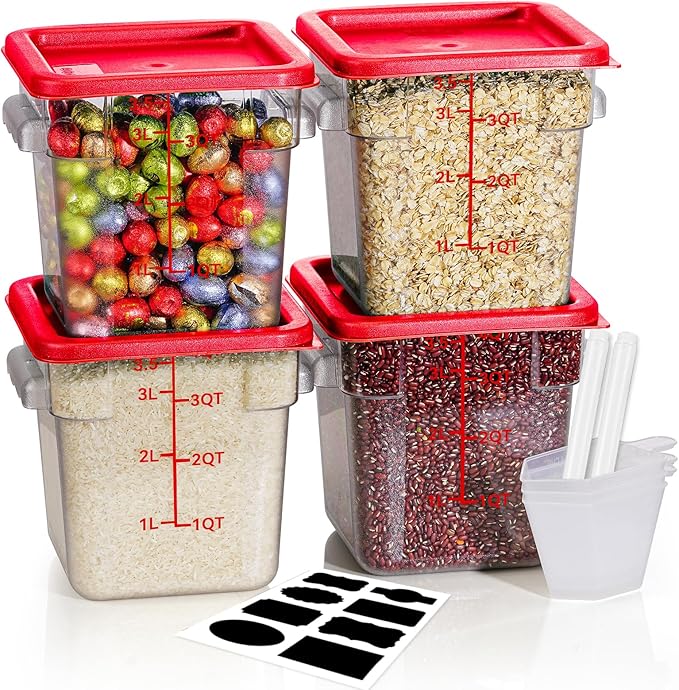 4QT NSF Food Storage Containers: 8 PCS Commercial Clear Food Storage Containers