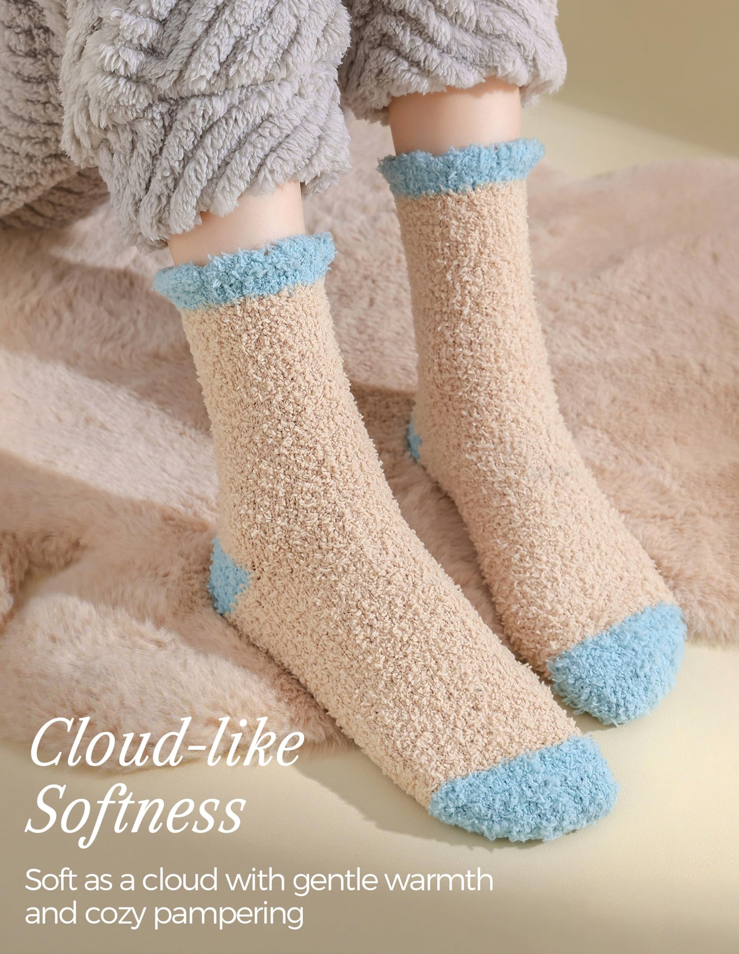 TEHOOK Warm & Cozy Valentines Gifts for Women, Fluffy Fuzzy Plush Sleeping Slipper Socks - Soft Warm Fabric