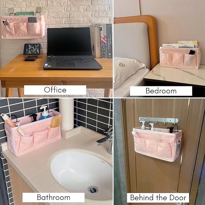 2pcs Light-Style Wall Hanging Storage Bag, Linen Fabric Door Hanging Organizer
