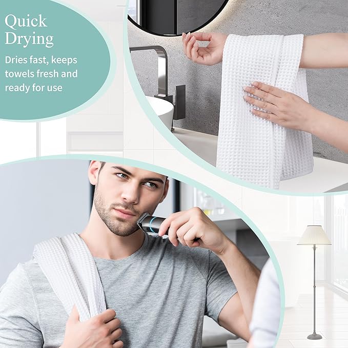 Microfiber Waffle Hand Towels, 4 Pieces, Fast Drying, Lint Free 430 GSM