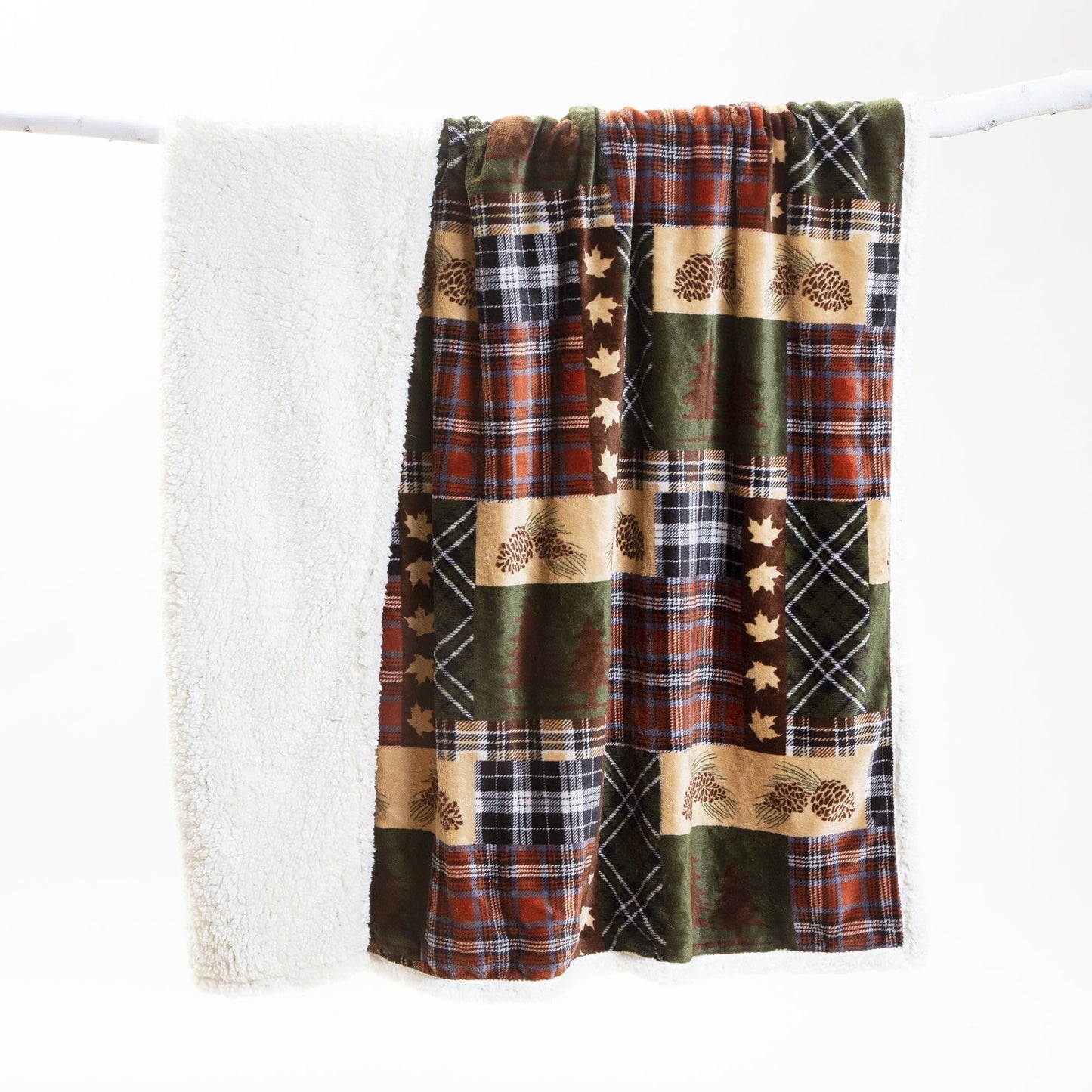 Carstens, Inc. Ultra Premium Super Soft Plush Sherpa Fleece Oversized Throw Blanket 54" x 68", Tree Plaid