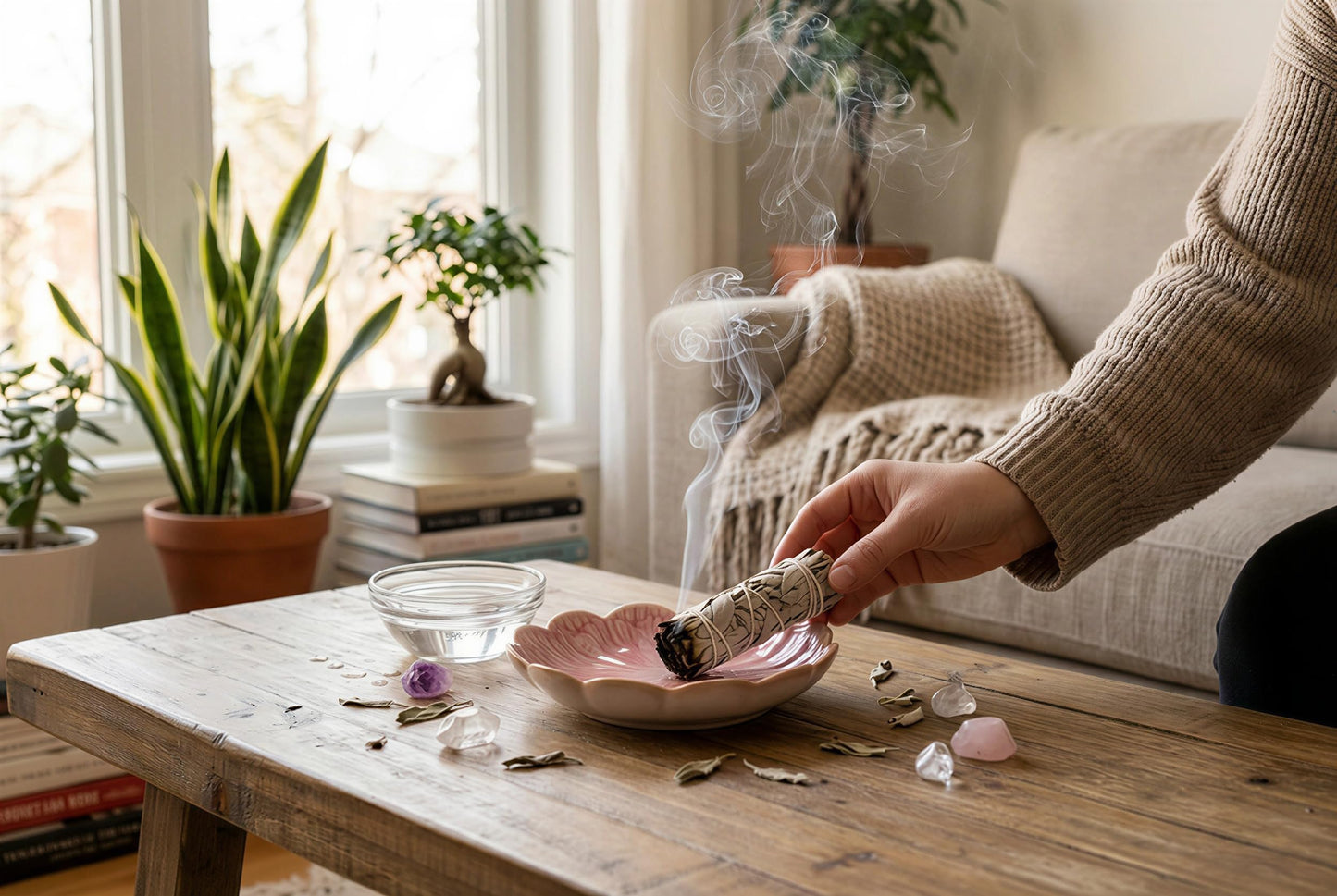 Pinehaven Pink Lotus Incense Holder – 5.5 Inch Hand-Sculpted Ceramic Tray with Ash Catcher, Brass 9-Hole Insert – for Incense Sticks, Cones, Palo Santo & Sage – Japanese Zen Home Décor for Meditation