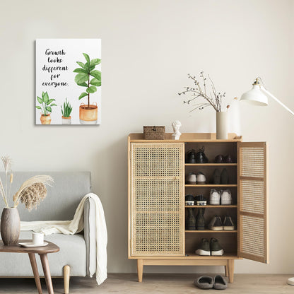XWELLDAN Growth Looks Different for Everyone Mental Health Growth Mindset Wall Art Canvas Prints,Potted Plant Wall Art Decor for Classroom Therapy Office School Counseling Office, 11 x 14 Inch, Framed