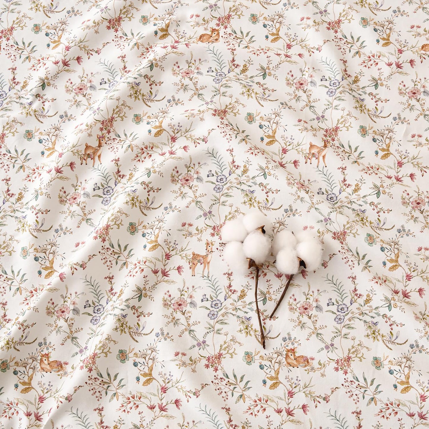 Huborise Orange Queen Sheet Set 400TC 100% Cotton Flannel-Like Warm Luxury Animal & Floral Bed Sheets 4Pc Deep Pocket 17.5", Double Brushed Extra Soft Breathable, Fall/Winter French Country Bedding