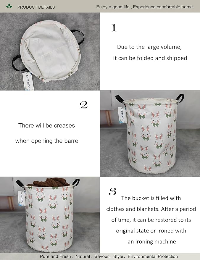 Round waterproof laundry basket, foldable storage basket, laundry Hampers