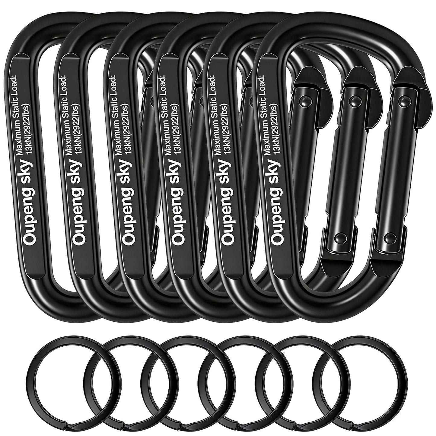 Carabiner Clip Heavy Duty - 3" Iron Carabiners 13KN (2922 lbs) Carabeaner D Shape Spring Hook Clips for Keychain Clip,Gym, Dog Leash，Hammocks，Camping, Hiking,Backpacking or Other Outdoor Activities.