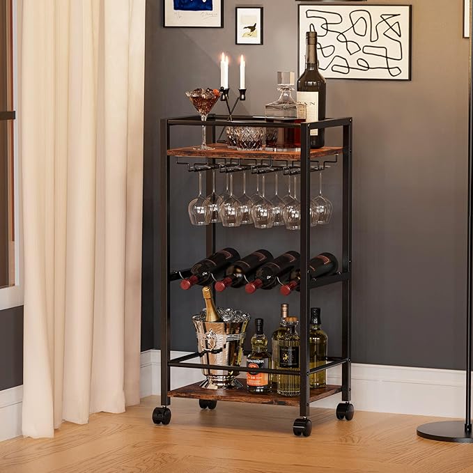 Bar Cart, Home Bar Serving Cart, Mobile Kitchen Carts