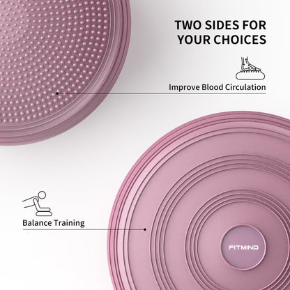FITMIND Inflated Wobble Cushion,Dyna Disc,Circular Non-slip Texture for Comfortable Sitting,Wiggle Seat to Improve Posture, Fitness, Stability for Sensory Kids Adults,Balance Seat with Pump for Core Strength