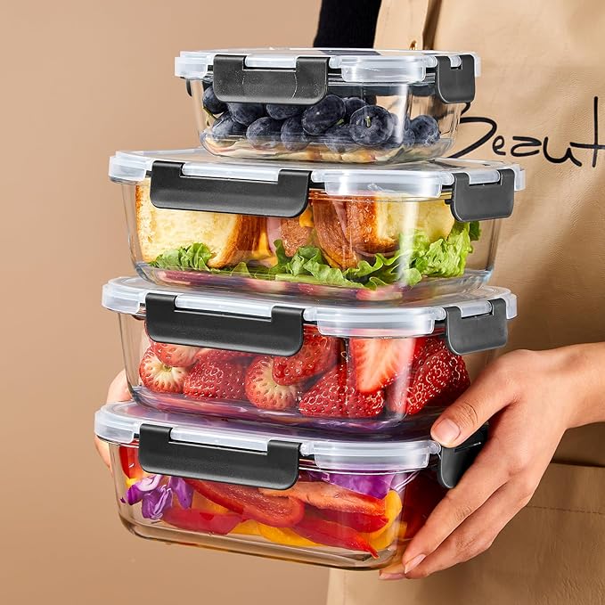 Liuruiyu 10 Pack Glass Food Storage Containers