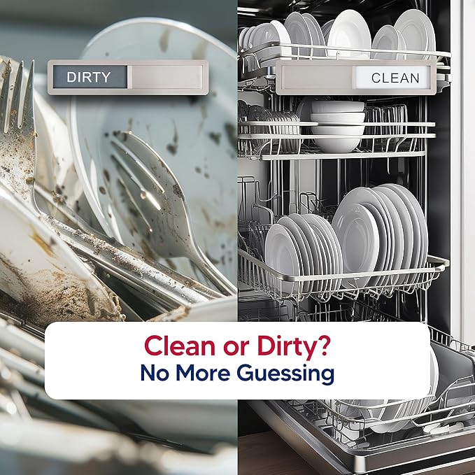 HIC Kitchen Dishwasher Clean Dirty Indicator Magnet, 18/8 Stainless Steel