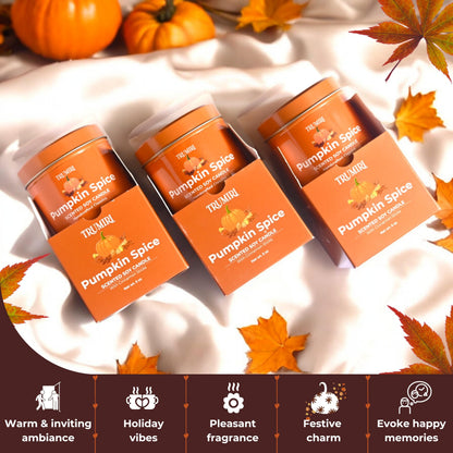 Pumpkin Spice - Cinnamon Soy Candles for Home Scented - for Fall Halloween Thanksgiving Holidays - Pack of 3 x 5oz Natural Clean Non Toxic Long Lasting Highly Scented Candels with Essential Oils