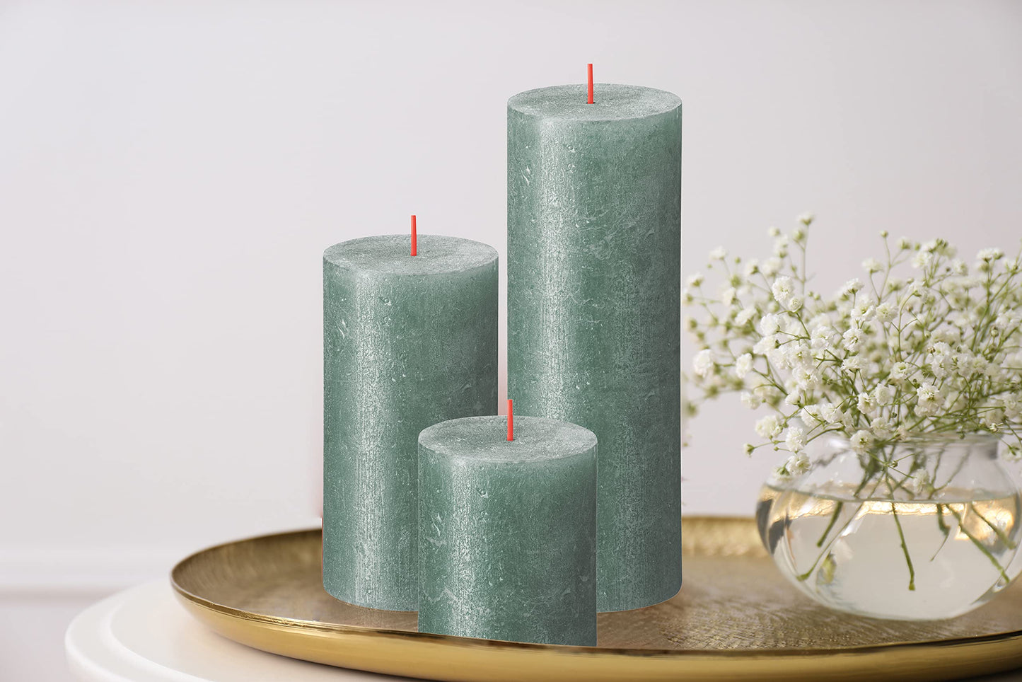 BOLSIUS Oxid Blue Shimmer Metallic Pillar Candles 4 Pack - 2.75 X 3.25 Inches - Premium European Quality - Includes Natural Plant-Based Wax - Unscented Dripless Smokeless 35 Hour Wedding Candles