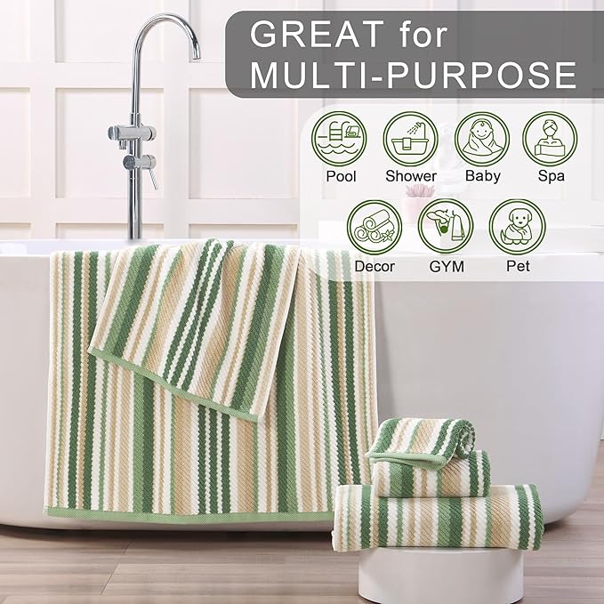 Green Striped Towels