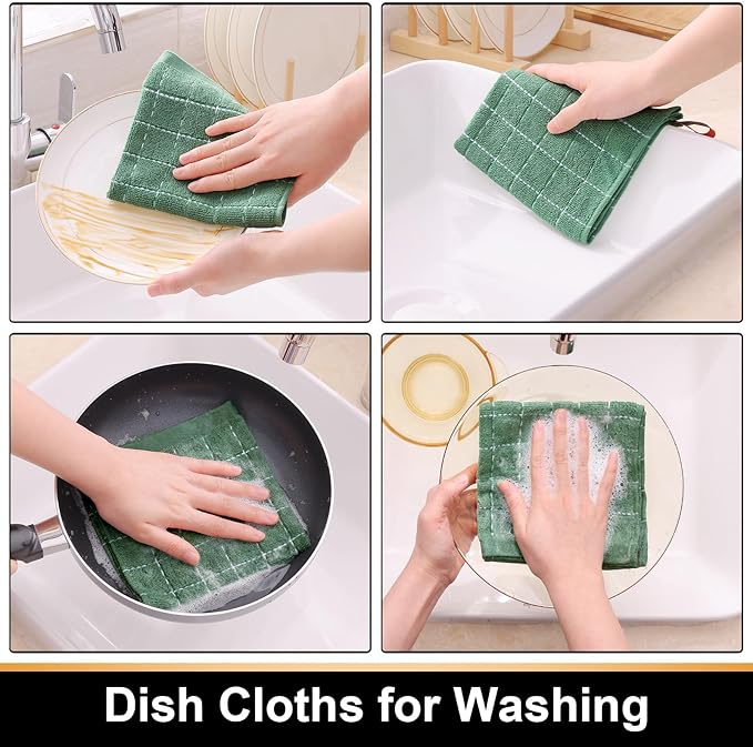 Mordimy 100% Cotton Terrycloth Kitchen Towels and Dishcloths Sets, Soft and