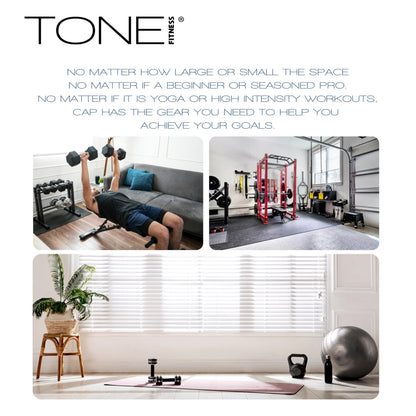 Tone Fitness Premium Extra Thick 1-Inch High Density Exercise Mat with Carry Strap – Non-Slip Workout, Pilates, and Yoga Mat for Home Gym - Color Black - Diamond Pattern