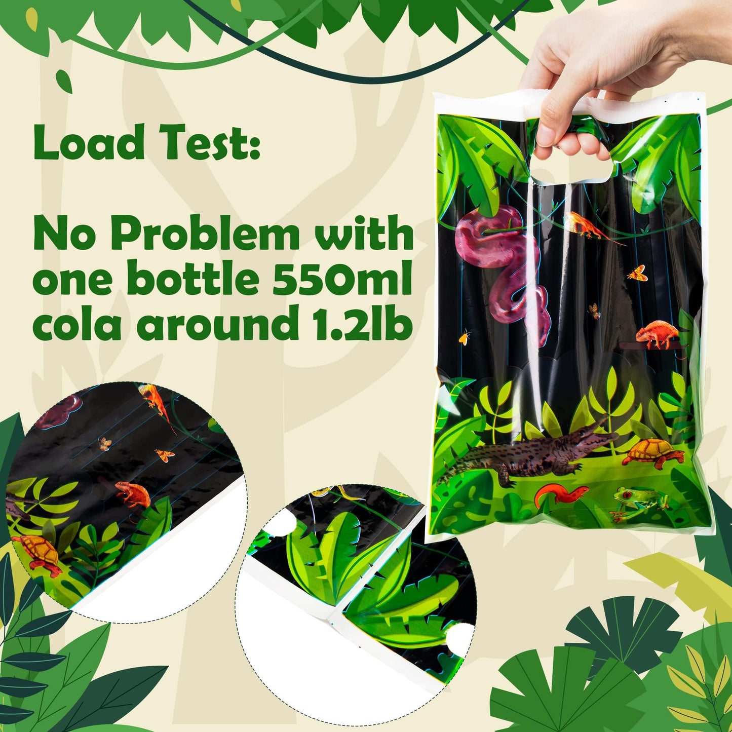 BkeeCten Goodie Party Favor Bags - 50 Pack Reptile Swamp Party Favor Bags Lizard Snake Goody Candy Treat Christmas Winter Xmas New Year Gifts Wrapping Plastic Wildlife Jungle Animal Gift Wrap Kids