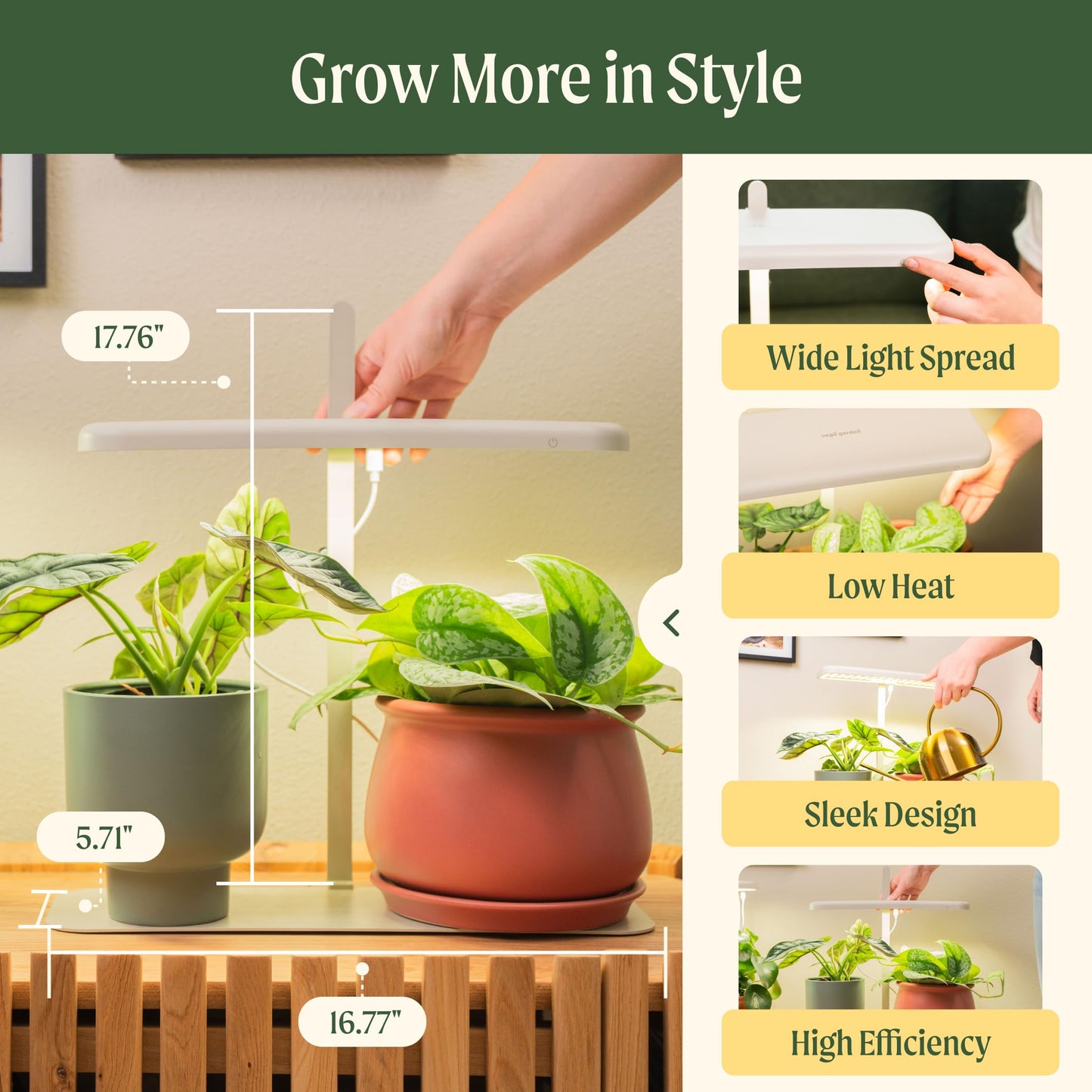 Vego garden Starter Grow Lights Stand for Indoor Plants, Full-Spectrum White Light LED Grow Light with Customized Adjustable Height for Microgreens