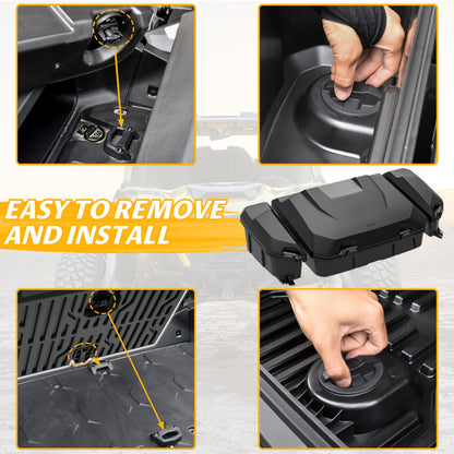 SAUTVS Poly Water Resistant Large Capacity Rear 96L Storage Cargo Trunk Box & 13.5L Side Cargo Storage Boxes Set for Can-Am Maverick R MAX X RS 2024+ Accessories (3PCS, Replace #715007182, 715007372)