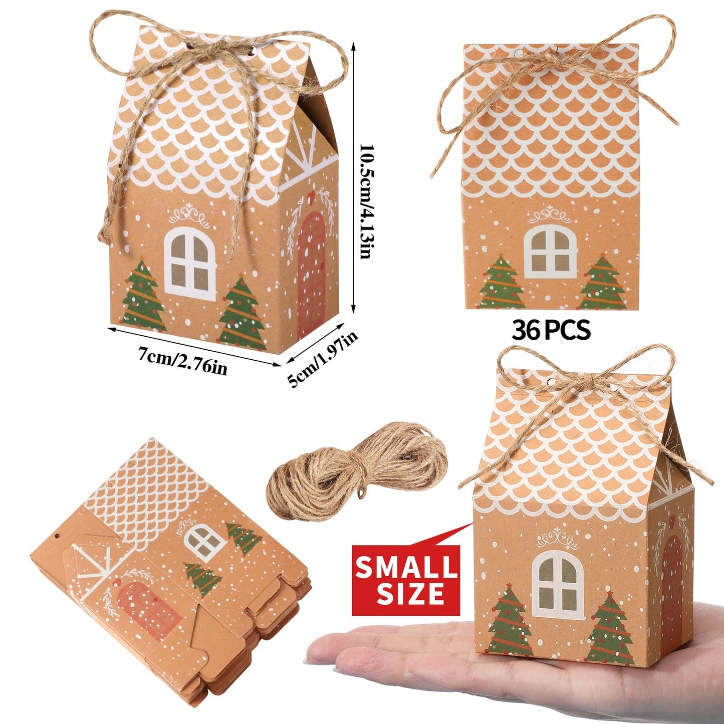 BESARME 36 Pieces Mini Christmas Party Favor Boxes Gift Bags, Small Gift Boxes Xmas Treats Party Favors Stocking Stuffers