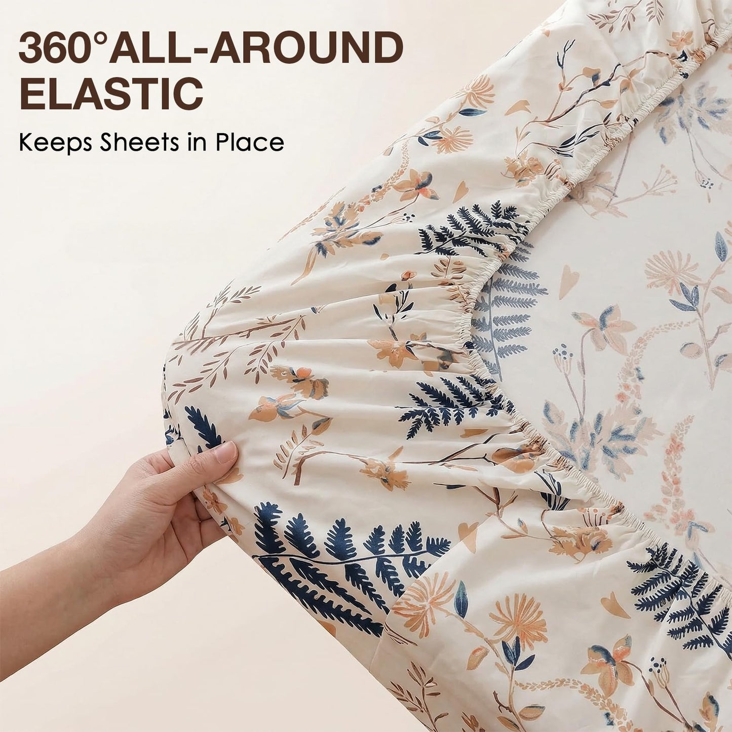 JSD Boho Floral Printed Sheet Set King Size, 4 Piece, Soft Botanical Pattern Microfiber Sheets Extra Deep Pocket