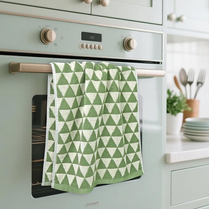 Jacquotha Hand Towels Green, 4-Piece Cotton Terry Kitchen Towels, Bathroom