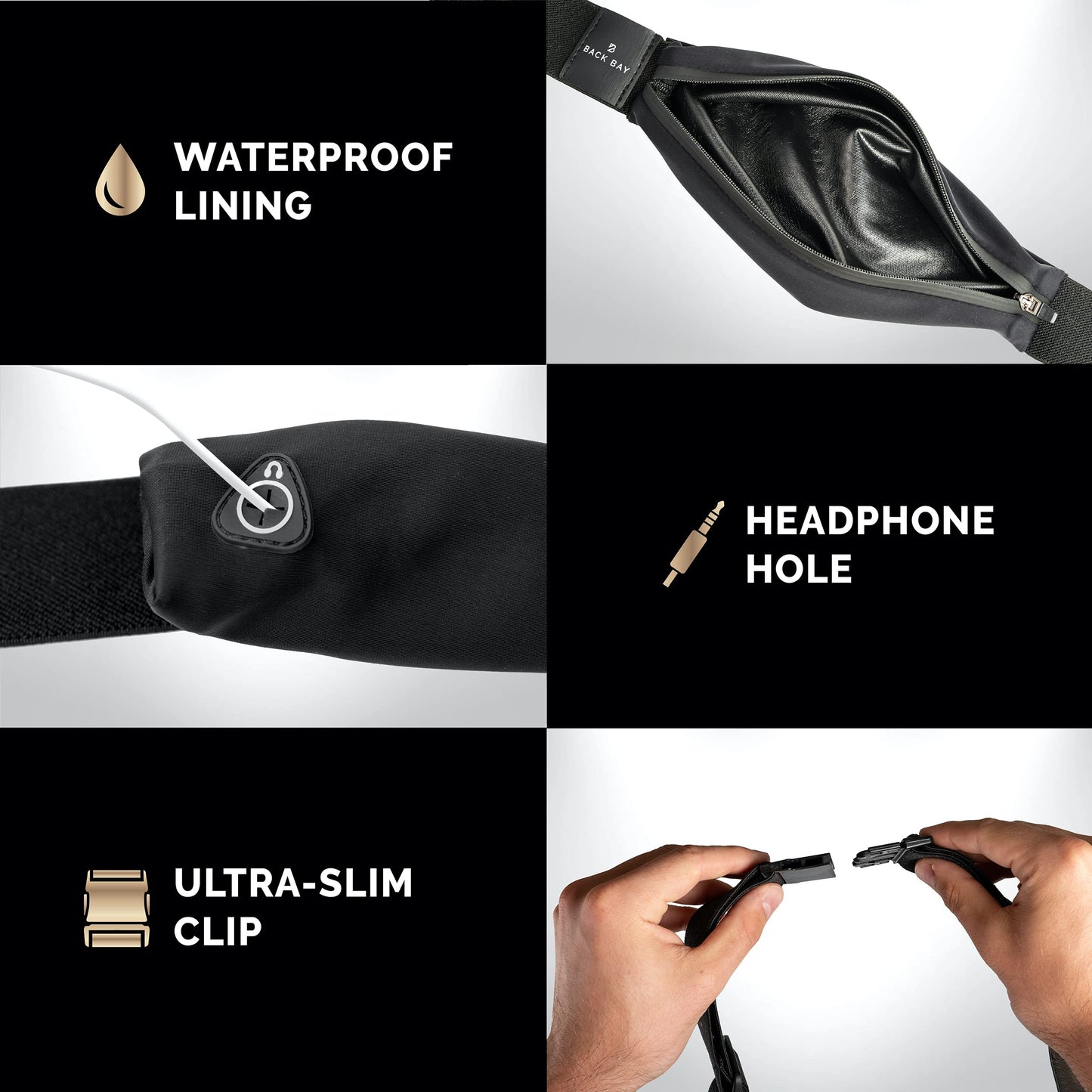 Back Bay Slim Running Belt for Women & Men [Fits ALL Phones], Runners Fanny Pack for Men, Money Belt, Running Gear Gift, Waist Bag Workout Gear, iPhone Runner's Phone Holder Waist Pack