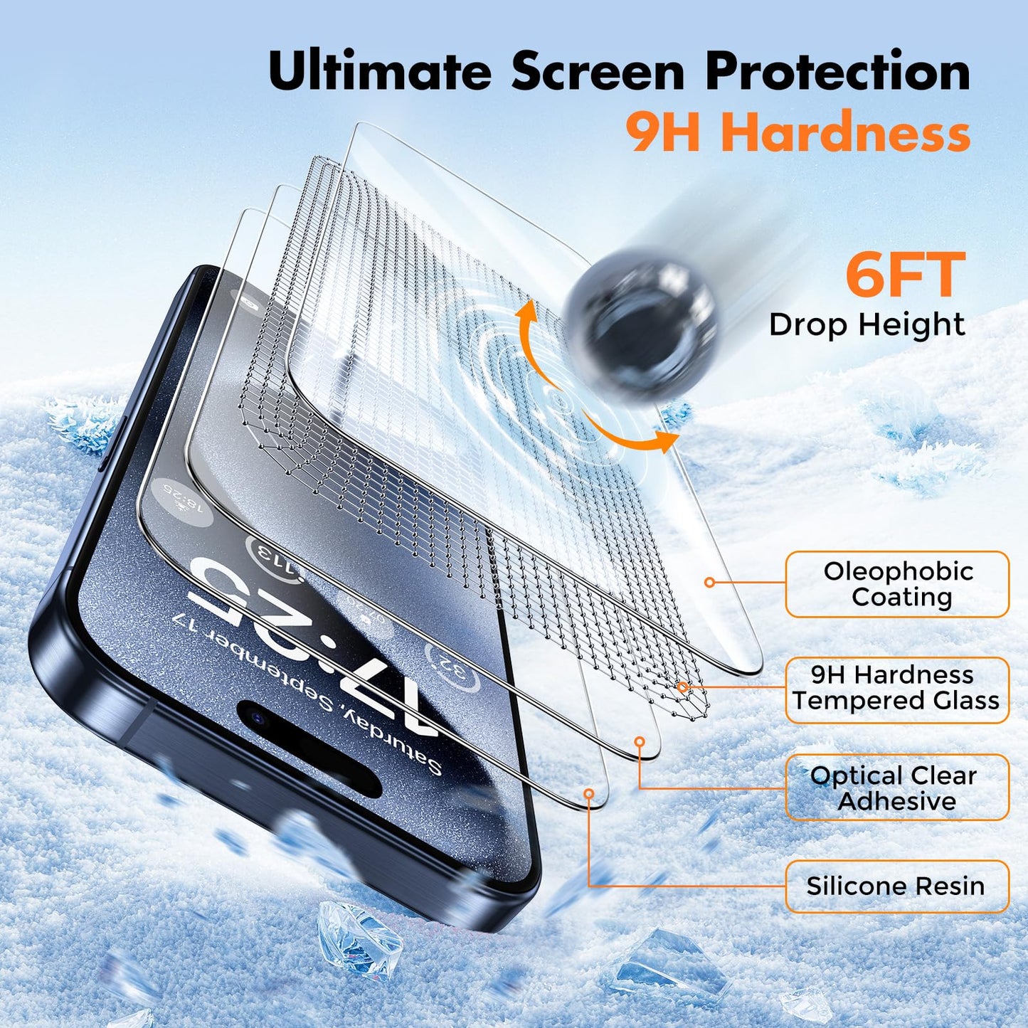 UNBREAKcable Shatterproof Tempered Glass Screen Protector for iPhone SE 2022/SE 2020, iPhone 8/7 [3-Pack] [99.99% HD Clear] [Easy Installation Frame] [9H Hardness][Bubble Free] for Apple 4.7''