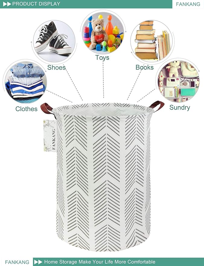 FANKANG Storage Basket, Nursery Hamper Canvas Laundry Basket Foldable