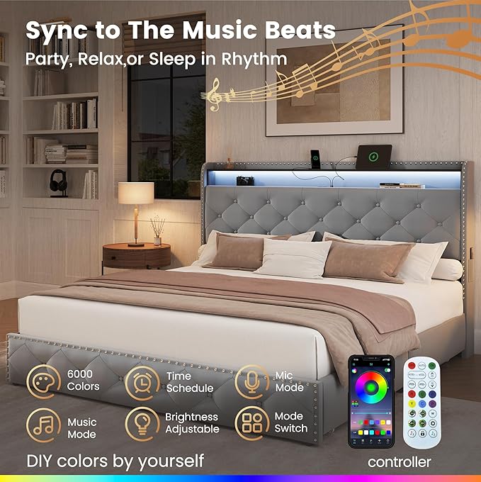 LARMACE Queen Size Bed Frame