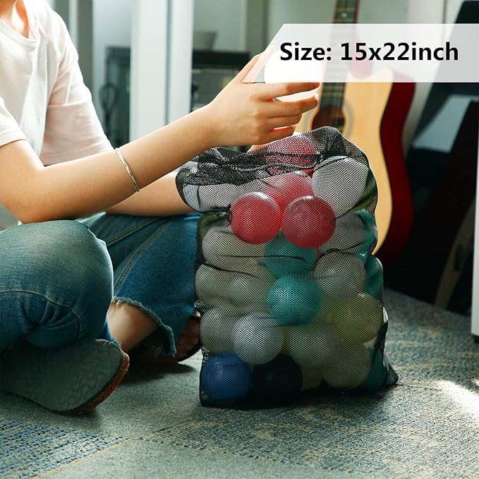 Frienda 6 Pieces Mesh Stuff Sack, 11 x 15 Inch Durable Nylon Drawstring Laundry