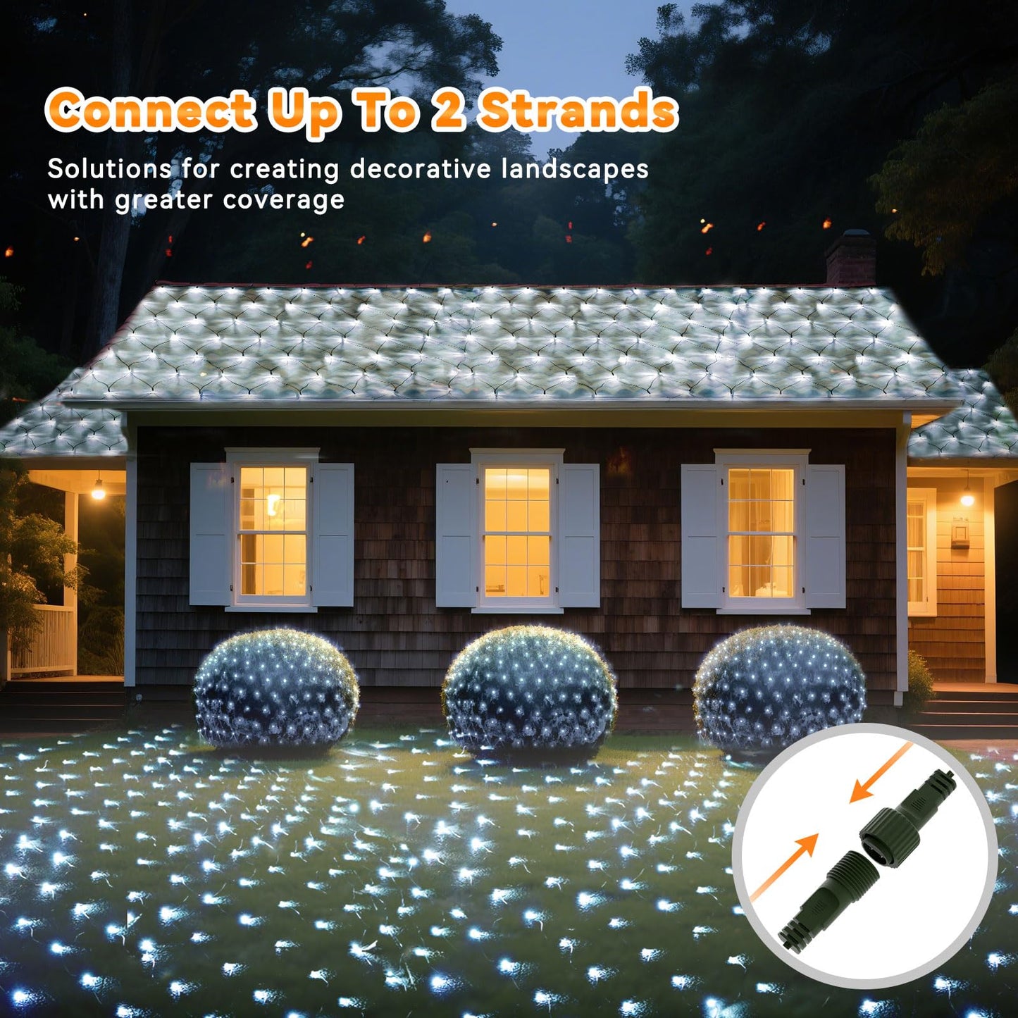 LitHome 21FT x 5FT Christmas Net Lights Outdoor Mesh Lights, 360 LED Cool White Christmas Net Light 8 Modes, Connectable Giant Mesh Light Waterproof Green Wire for Bushes Tree Garden Party Decor