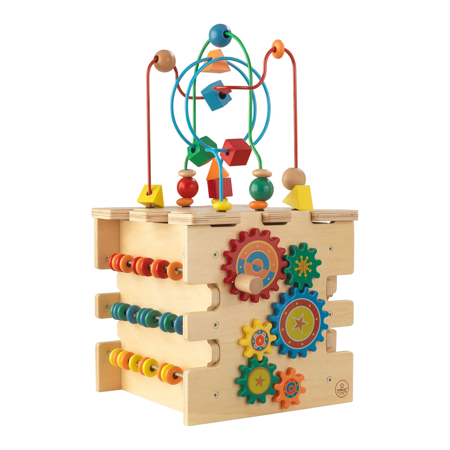 KidKraft Deluxe 5-Sided Wooden Activity Cube for Toddlers and Young Children, Activity Center for 1 Year Old with Bead Maze and Alphabet Letters, Educational Toys for Kids, 63298
