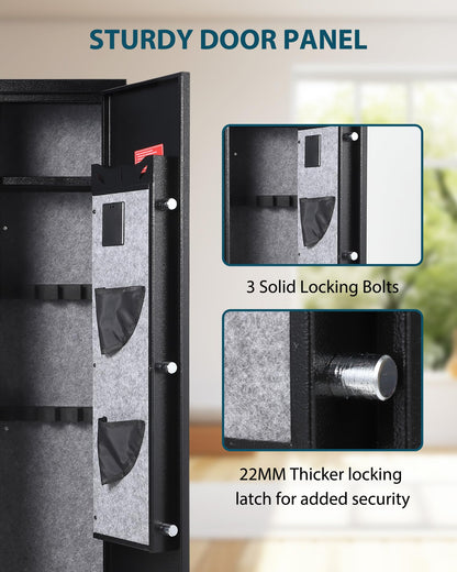 Garvee 5-6 Gun Safes for Rifles and Pistols, Quick Access Rifle Safe Gun Cabinet with Storage Cabinet, Removable Shelf, Pistol Lock Box, and Keypad, for Home Office