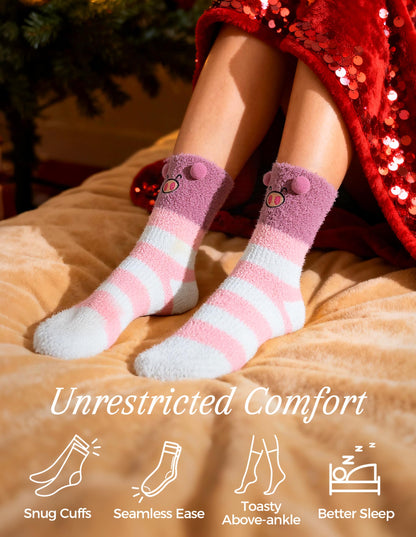 TEHOOK Warm & Cozy Valentines Gifts for Women, Fluffy Fuzzy Plush Sleeping Slipper Socks - Soft Warm Fabric
