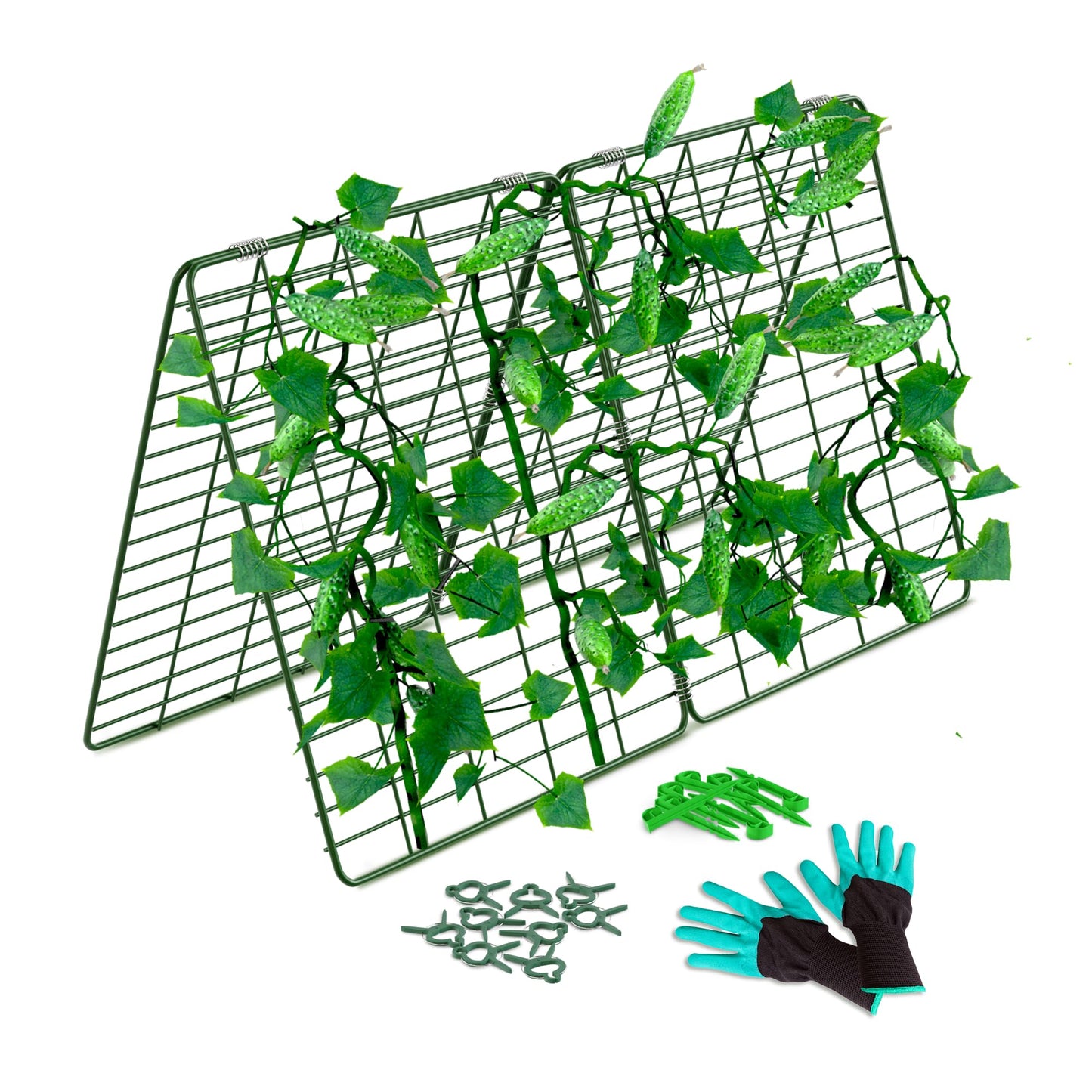 GOLETIO Cucumber Trellis for Raised Bed - 35" x 55" Garden Trellis for Climbing Plants Outdoor - A Frame Trellis for Climbing Vegetables with Plant Support Clips and Gloves